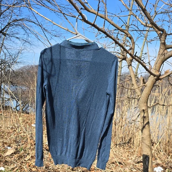 Ann Taylor Teal Blue V-Neck Button Cardigan - Picture 5 of 6